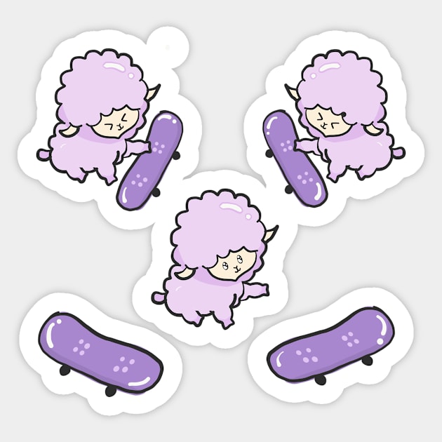 Skateboarding Sheep Sticker by jenartfart